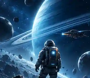 Fictional illustrated sci-fi exploration concept art